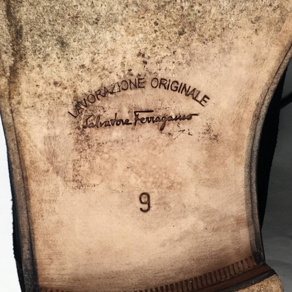 Salvatore Ferragamo Mens Suede Oxford Shoe Black Apron Split Toe Lace Up Sz 9 - Picture 11 of 15